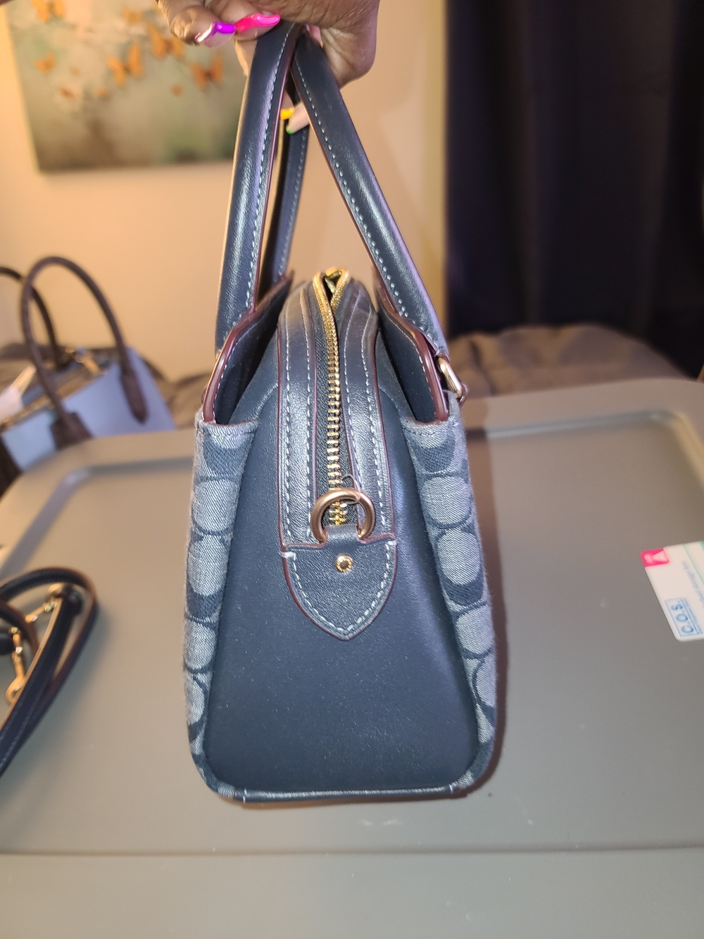 COACH Signature Canvas Satchel in Black/Gray - Picture 2 of 9